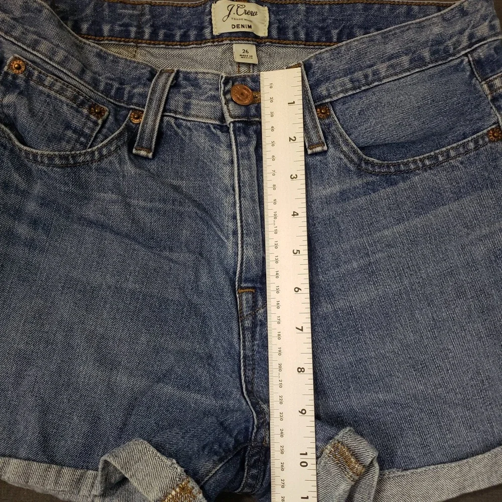J.Crew‎ Denim Shorts Womens 26 Blue High Rise Cuffed 100% Cotton E5862